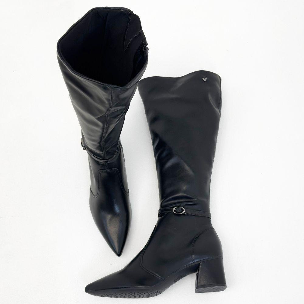 Bota Mississipi Cano Alto Salto Bloco Feminina Preto 4