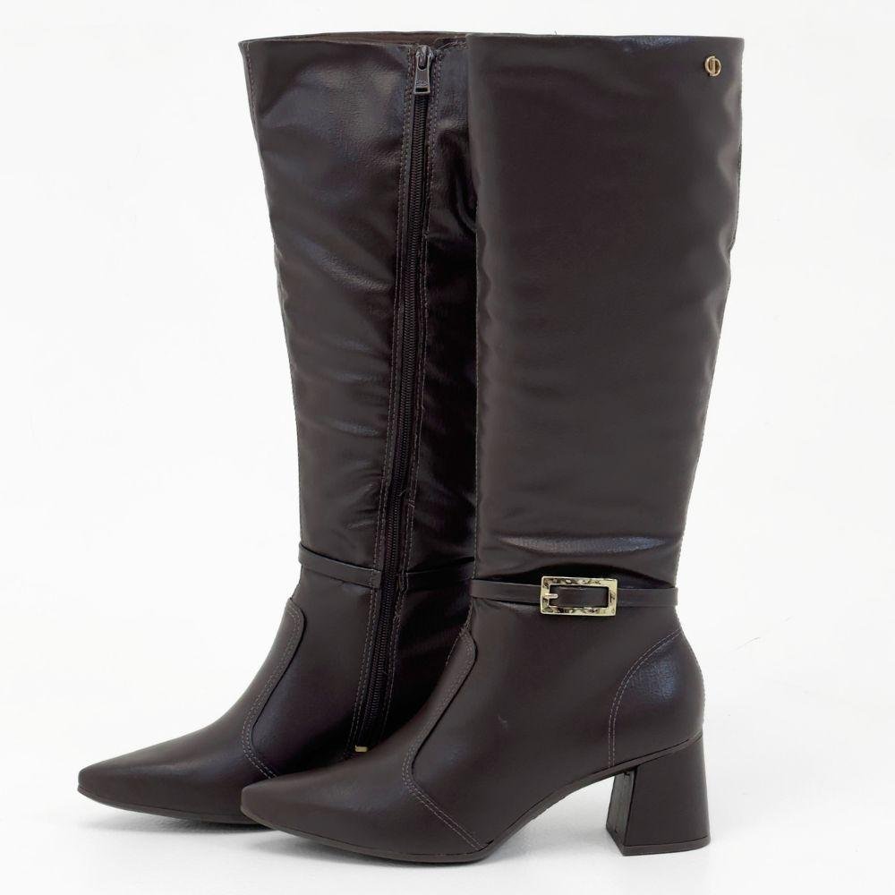 Bota Dakota Cano Alto Salto Bloco Feminina Marrom 2