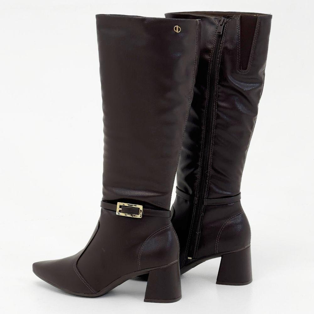 Bota Dakota Cano Alto Salto Bloco Feminina Marrom 3