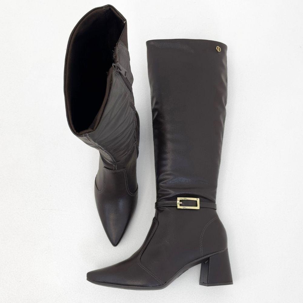 Bota Dakota Cano Alto Salto Bloco Feminina Marrom 4