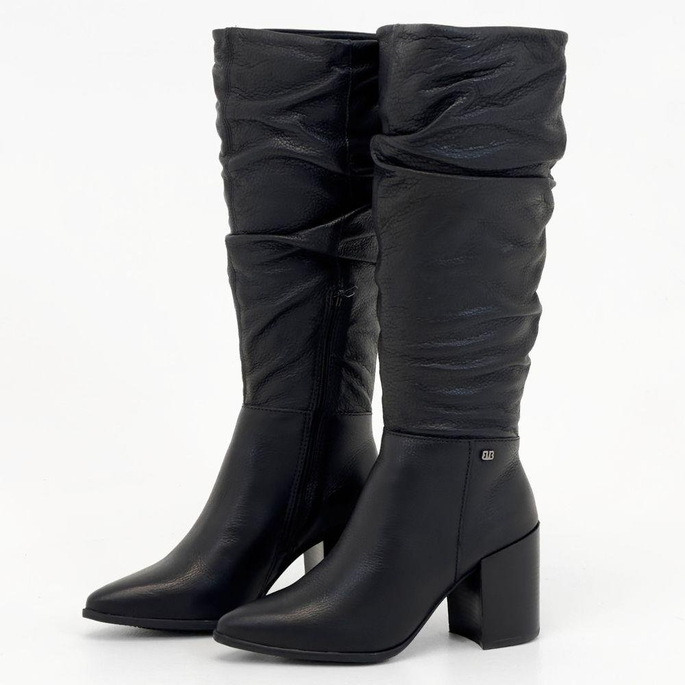 Bota Bottero Cano Alto Salto Bloco Feminina Preto 2