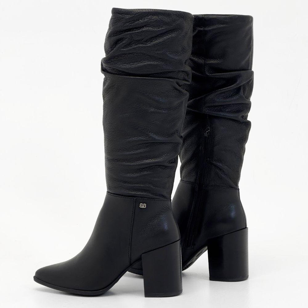 Bota Bottero Cano Alto Salto Bloco Feminina Preto 3