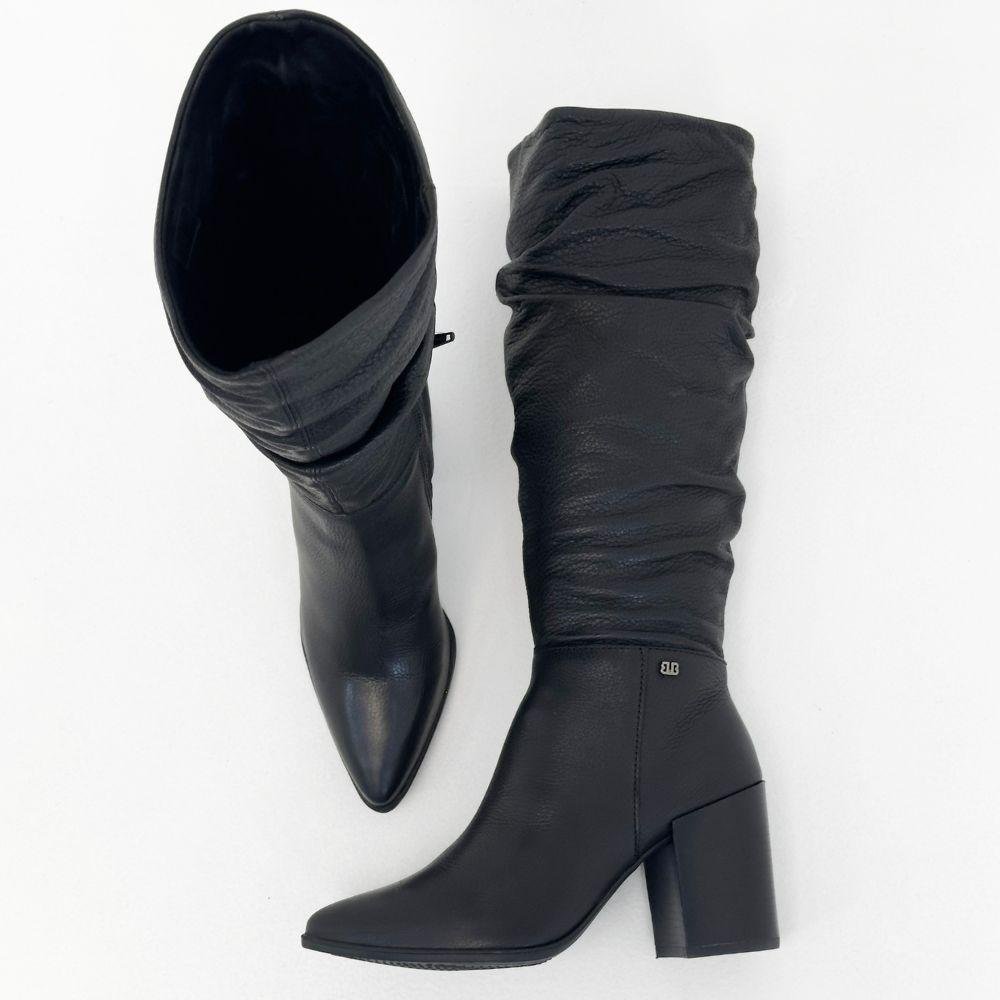 Bota Bottero Cano Alto Salto Bloco Feminina Preto 4