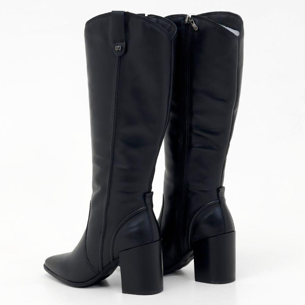 Bota Bottero Cano Alto Salto Alto Bloco Feminina Preto 3