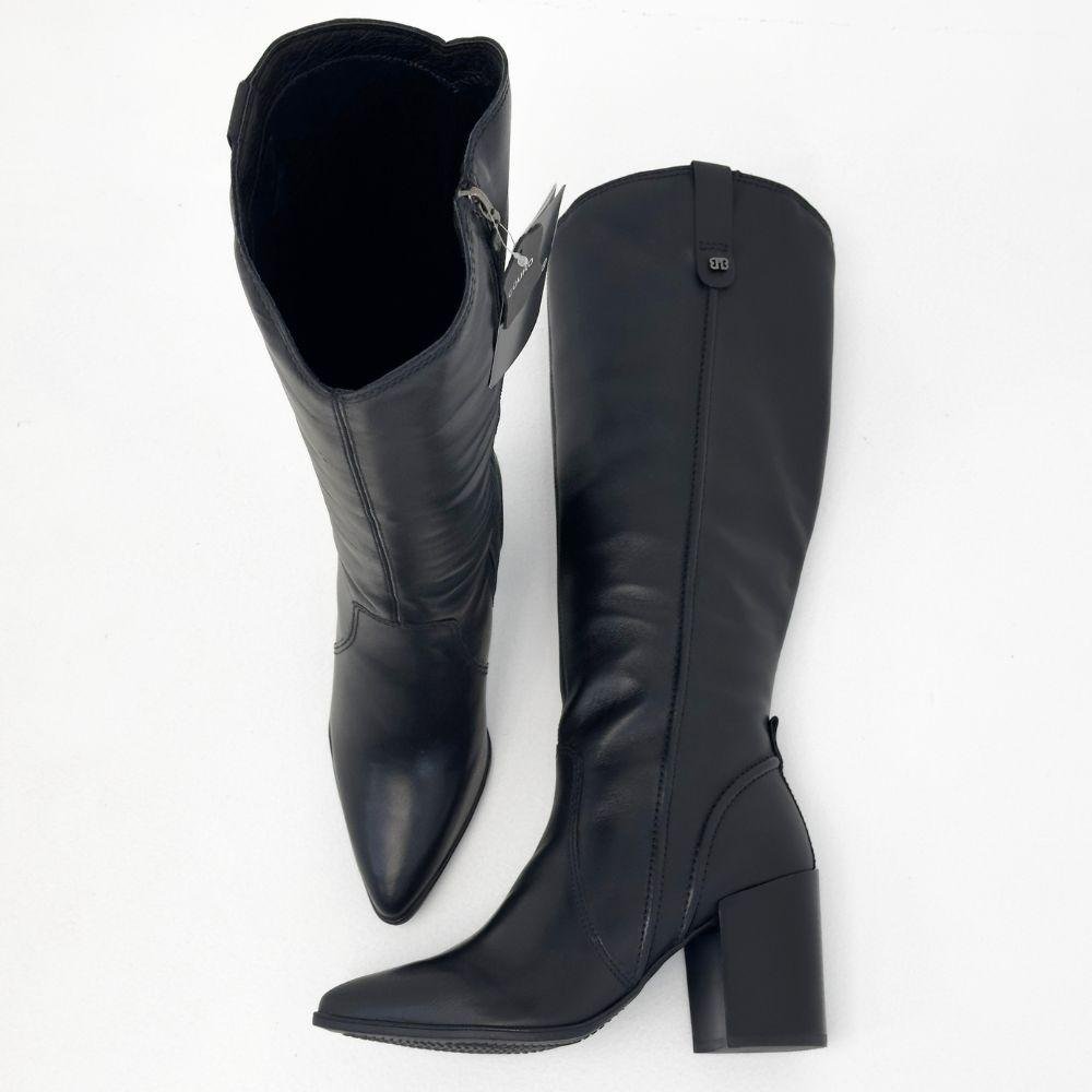 Bota Bottero Cano Alto Salto Alto Bloco Feminina Preto 4