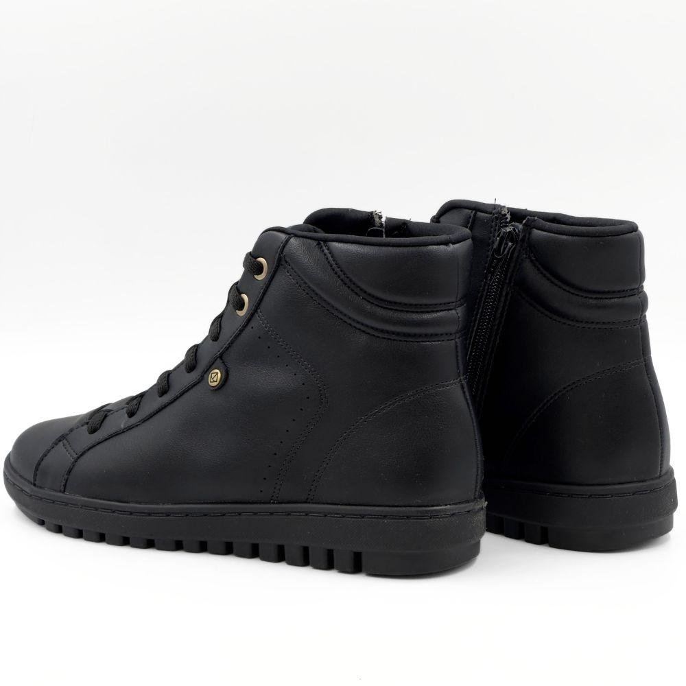 Tênis Piccadilly Casual Botinha com Cadarço Elástico Feminino Preto 3