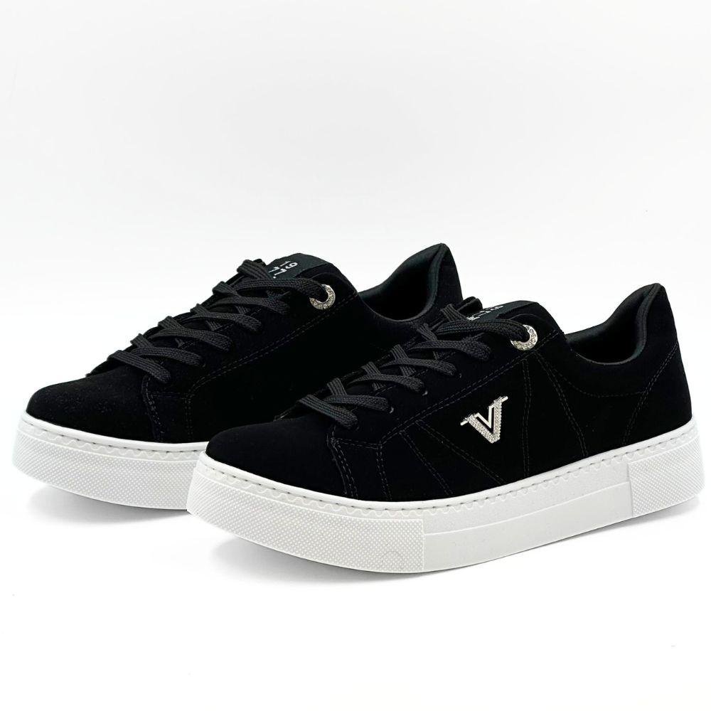 Tênis Via Marte Casual em Nobuck com Cadarço Feminino Preto 2