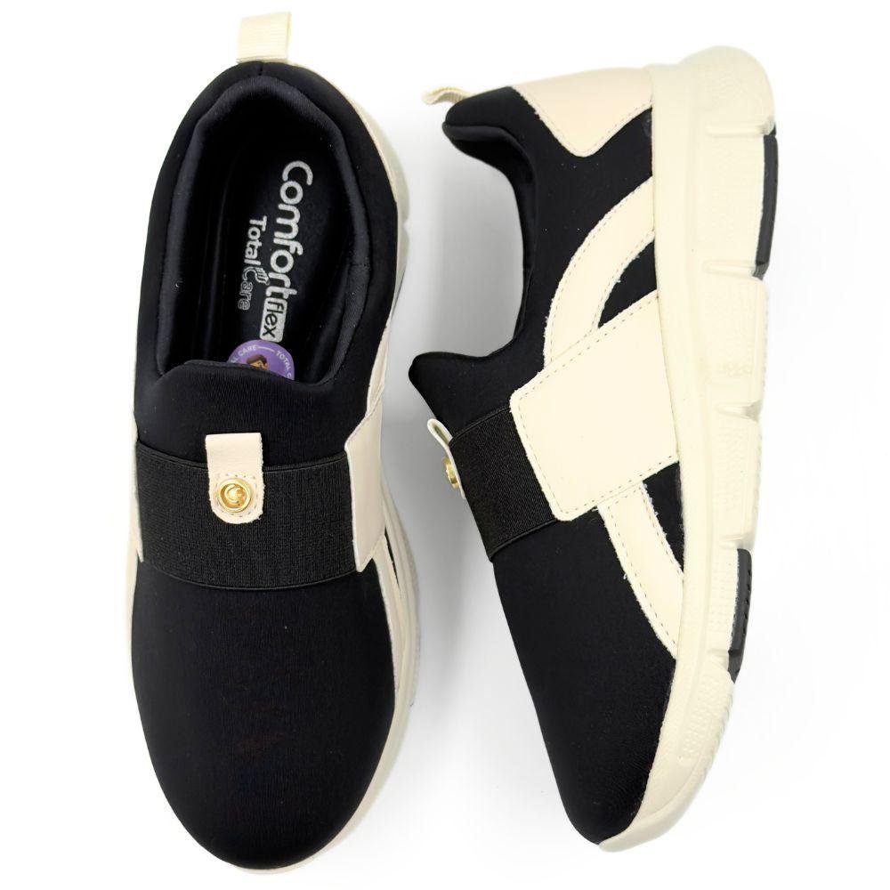 Tênis Comfortflex Casual Slip Feminino Preto 4
