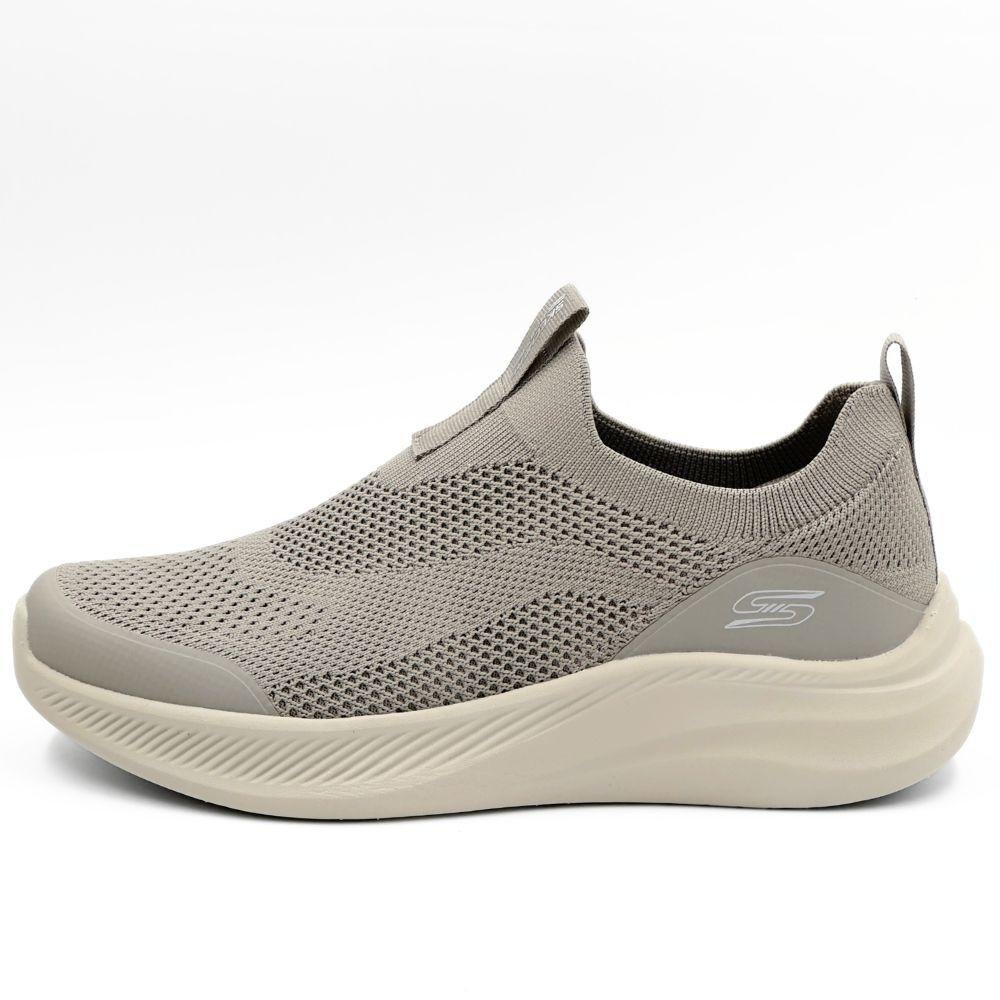 Tênis Skechers Esportivo Slip Bobs Moda Flex Masculino Bege 1