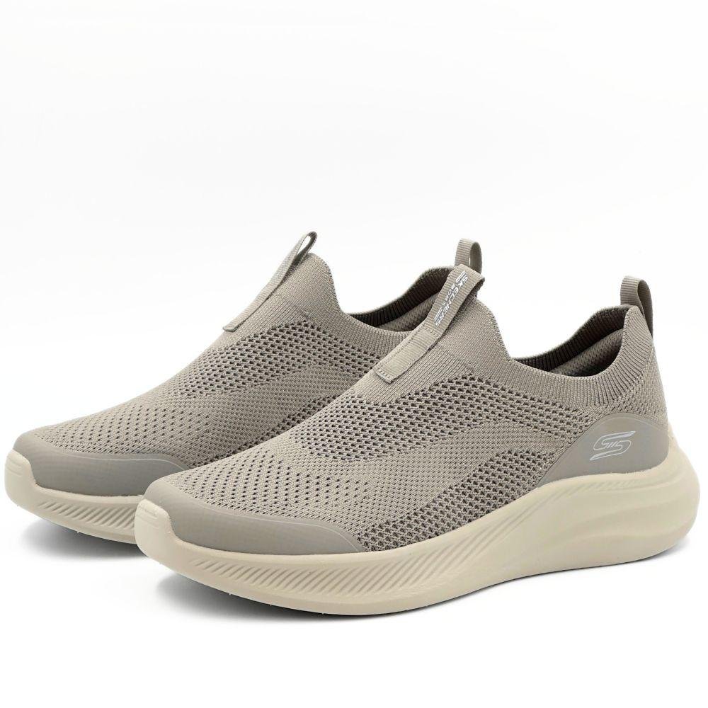 Tênis Skechers Esportivo Slip Bobs Moda Flex Masculino Bege 2