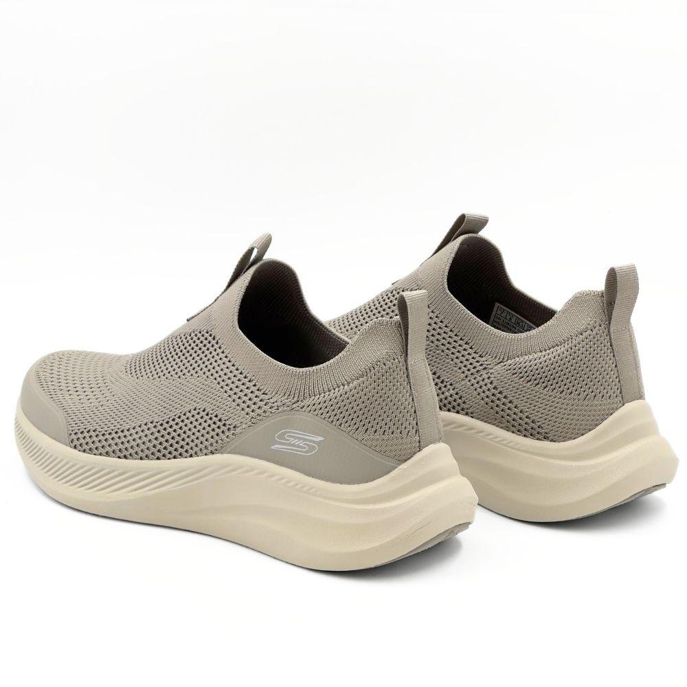 Tênis Skechers Esportivo Slip Bobs Moda Flex Masculino Bege 3