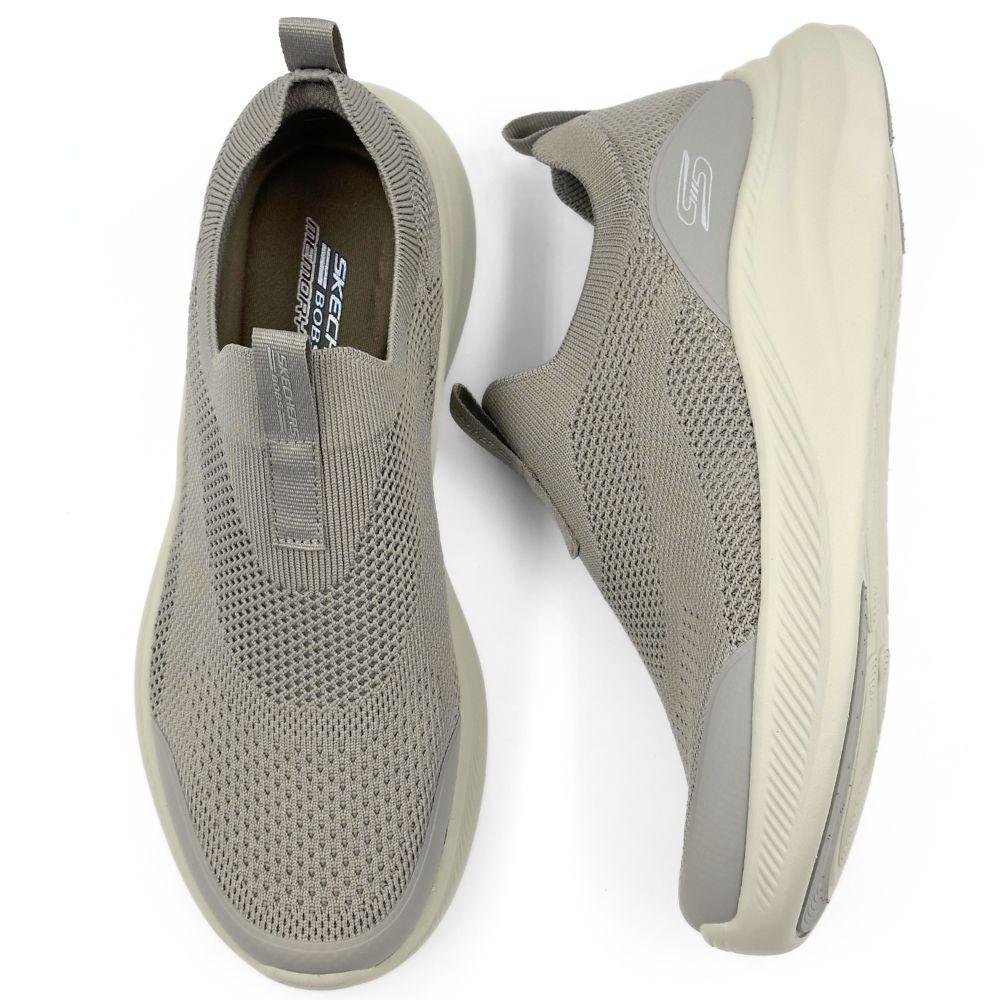 Tênis Skechers Esportivo Slip Bobs Moda Flex Masculino Bege 4