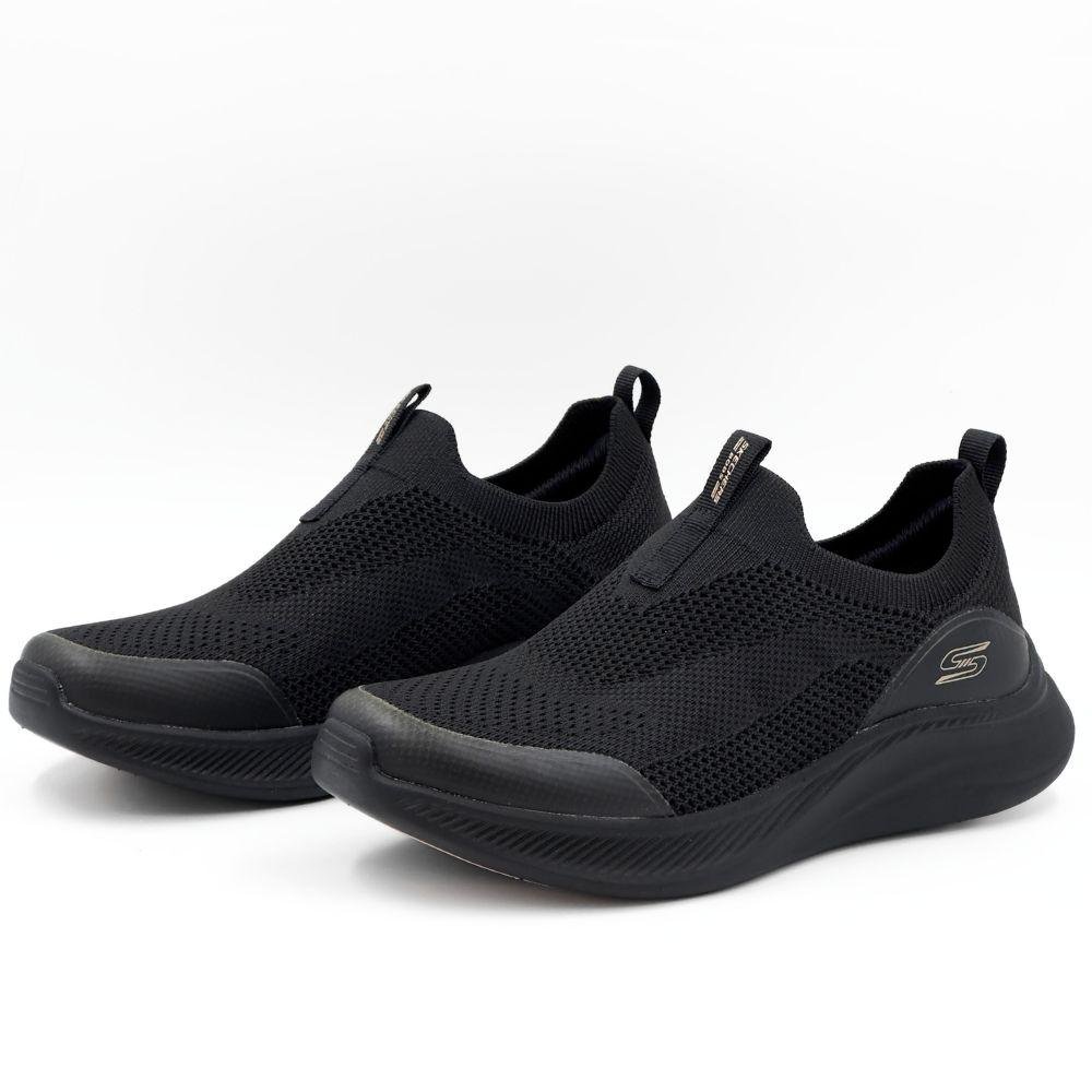 Tênis Skechers Esportivo Slip Bobs Moda Flex Feminino Preto 2