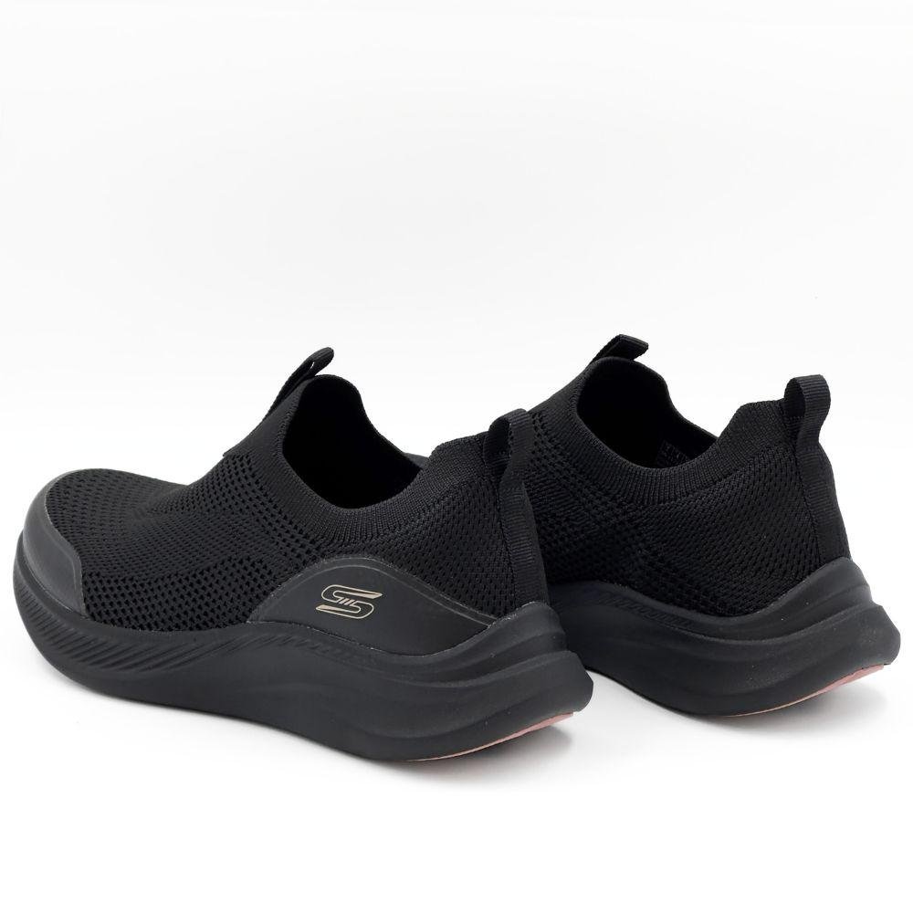 Tênis Skechers Esportivo Slip Bobs Moda Flex Feminino Preto 3