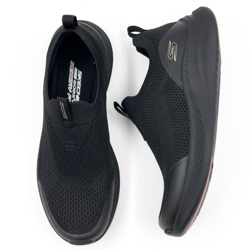 Tênis Skechers Esportivo Slip Bobs Moda Flex Feminino Preto 4