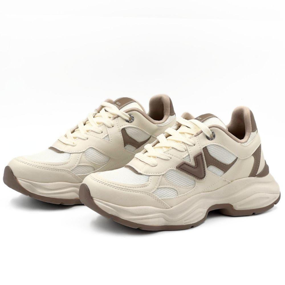 Tênis Via Marte Casual Chunky com Cadarço Feminino Bege 2
