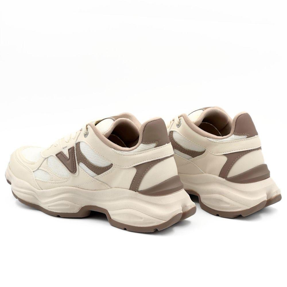 Tênis Via Marte Casual Chunky com Cadarço Feminino Bege 3