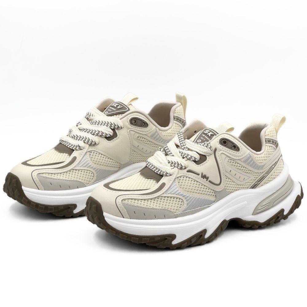 Tênis Via Marte Casual Chunky com Cadarço Feminino Bege 2
