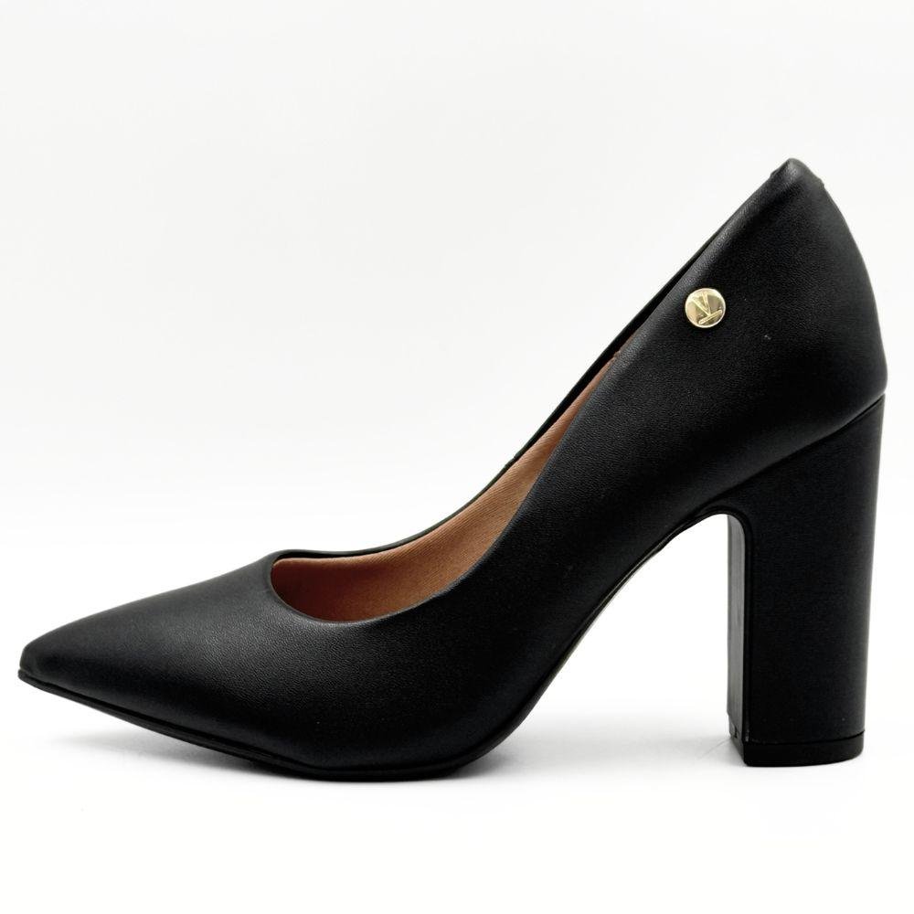 Sapato Vizzano Bico Fino Salto Alto Bloco Feminino