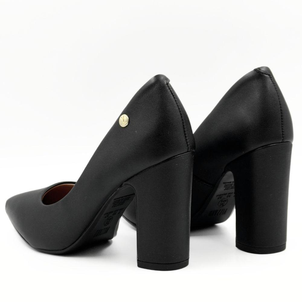 Sapato Vizzano Bico Fino Salto Alto Bloco Feminino Preto 3