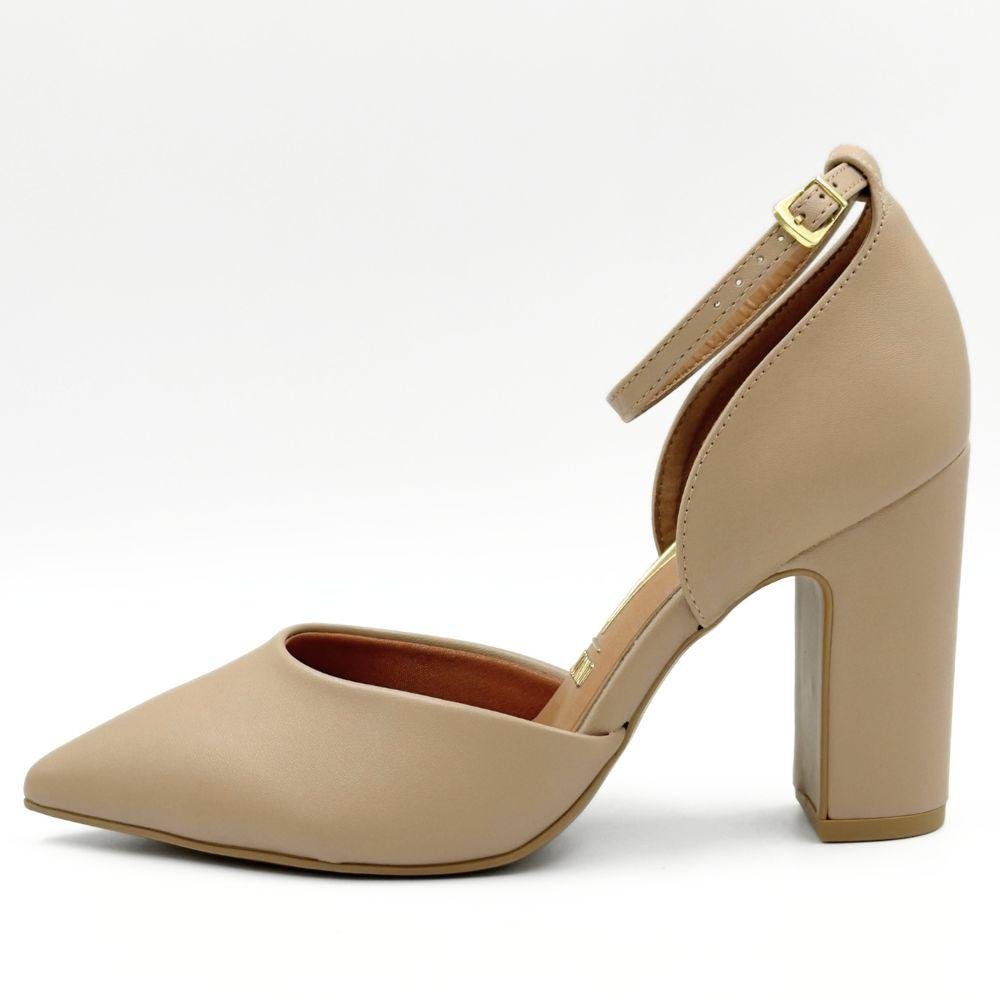 Sapato Vizzano Bico Fino Salto Alto Bloco Feminino