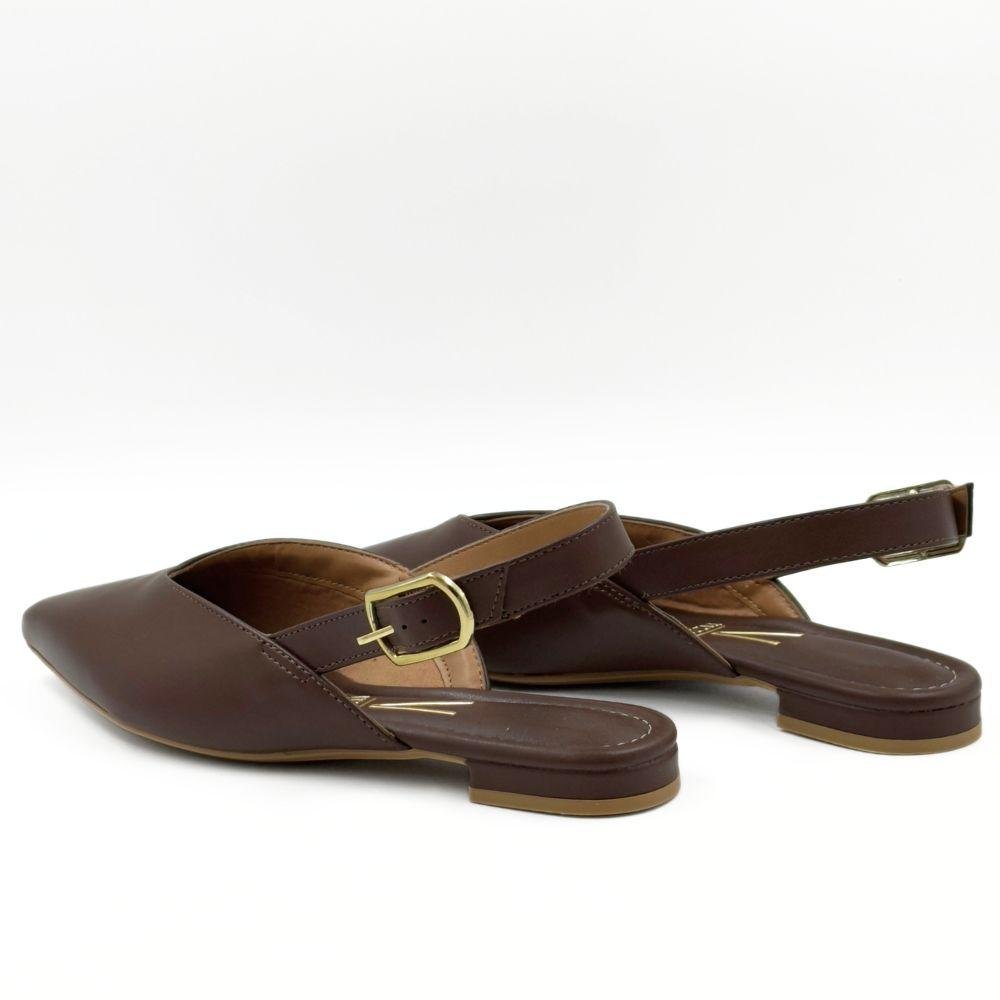 Sapato Vizzano Slingback Bico Fino Salto Baixo Feminino Marrom 3