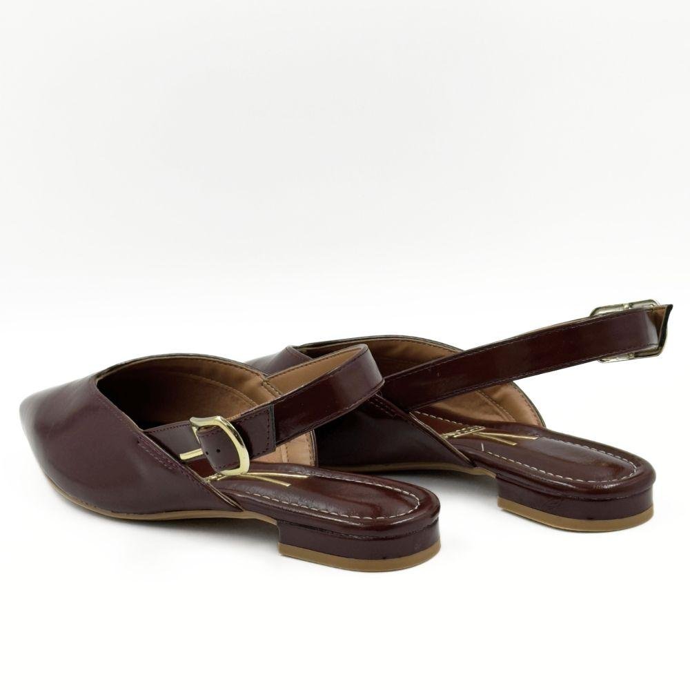 Sapato Vizzano Slingback Salto Baixo Bico Fino Feminino Marrom 3
