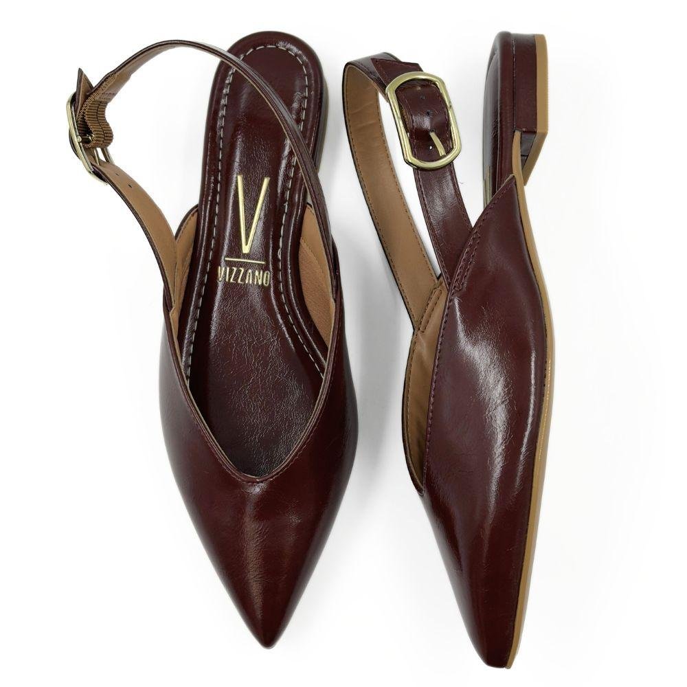 Sapato Vizzano Slingback Salto Baixo Bico Fino Feminino Marrom 4