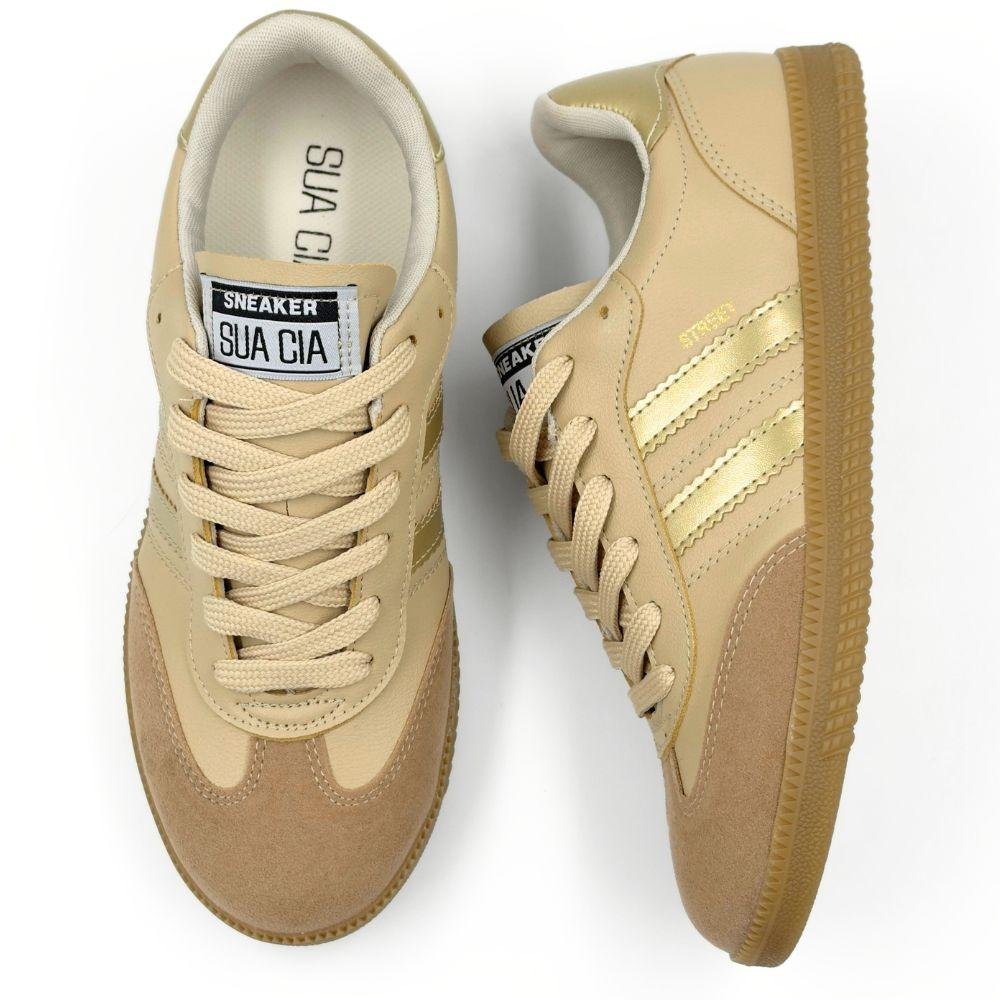Tênis Sua Cia Casual com Cadarço Feminino Bege 4