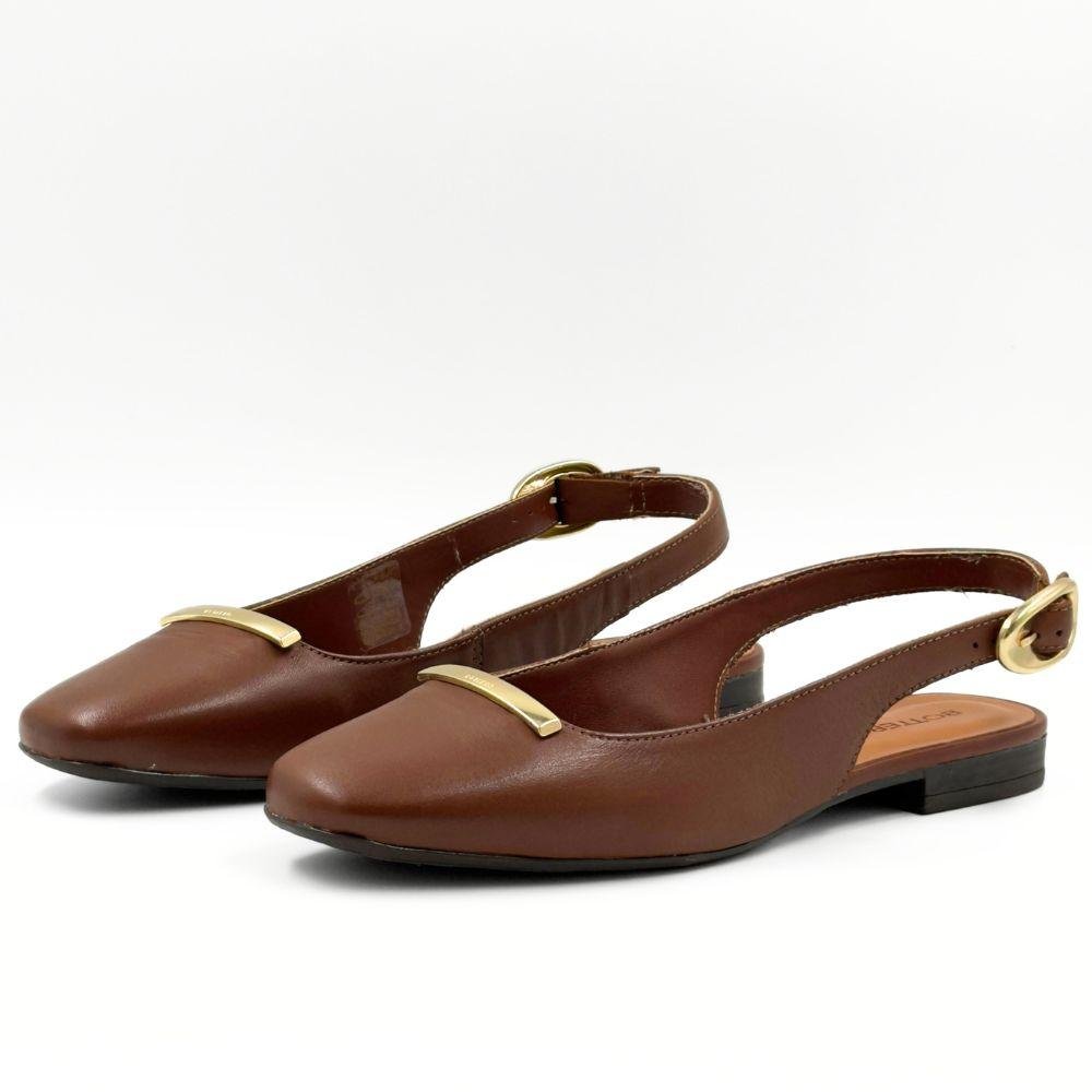 Sapato Bottero Slingback Bico Redondo Feminino Marrom 2