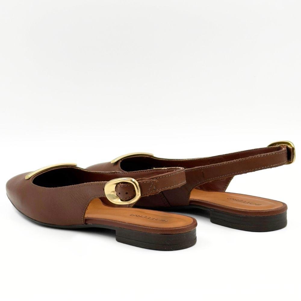 Sapato Bottero Slingback Bico Redondo Feminino Marrom 3