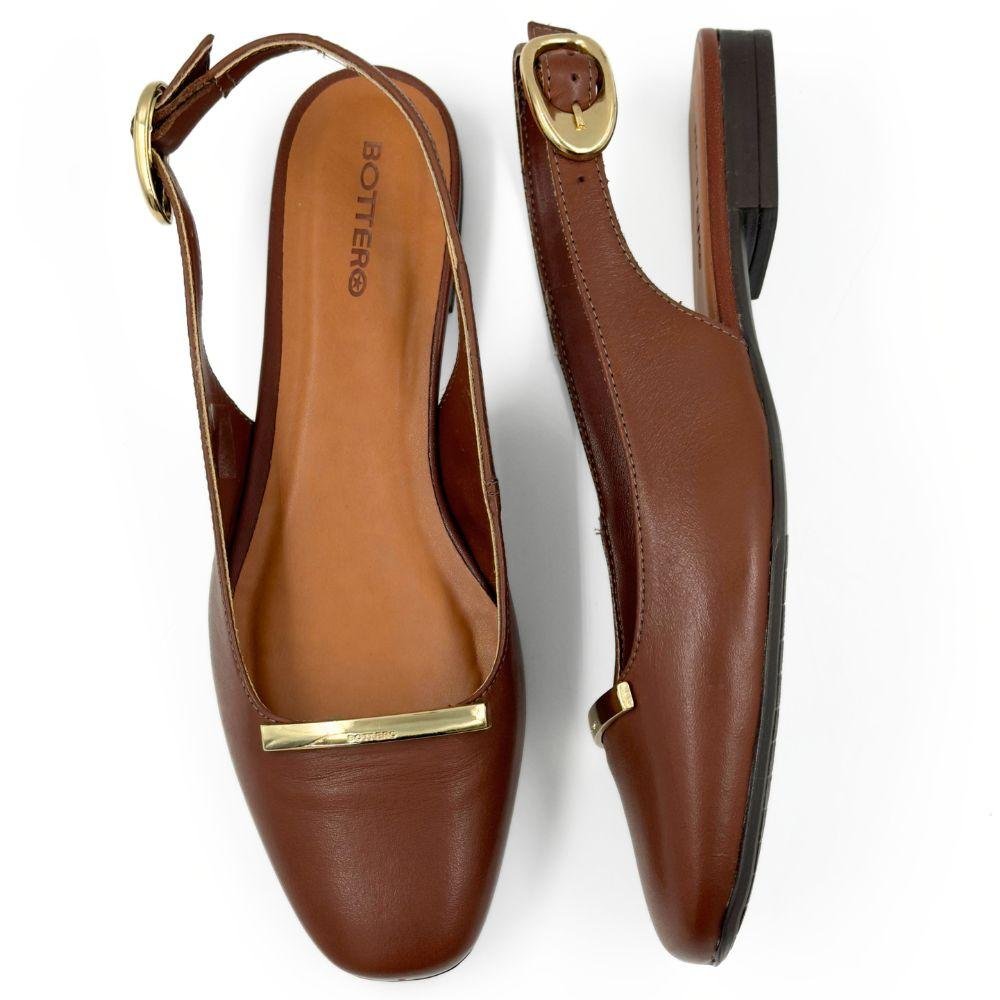 Sapato Bottero Slingback Bico Redondo Feminino Marrom 4