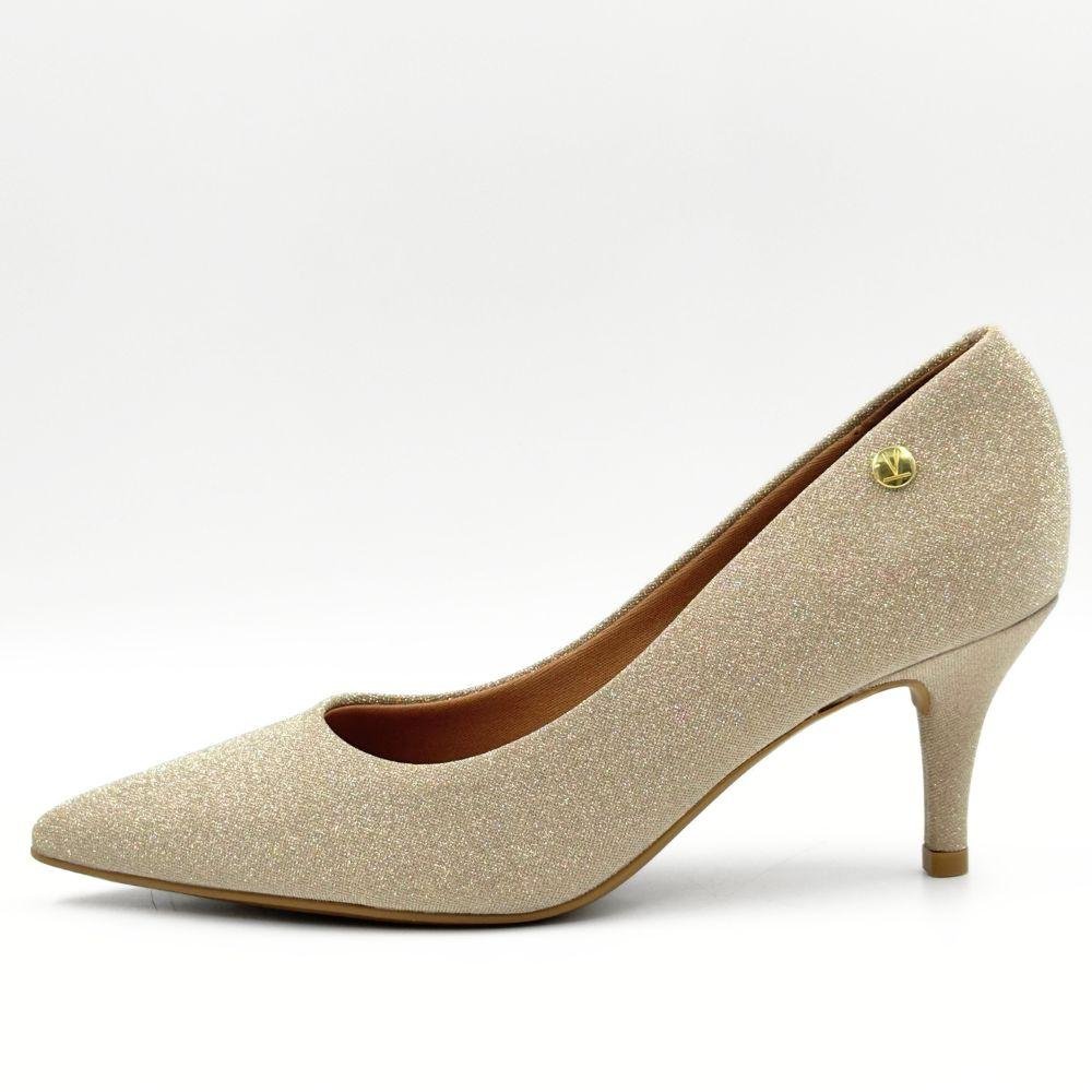 Sapato Vizzano Scarpin Shine Bico Fino Salto Médio Feminino