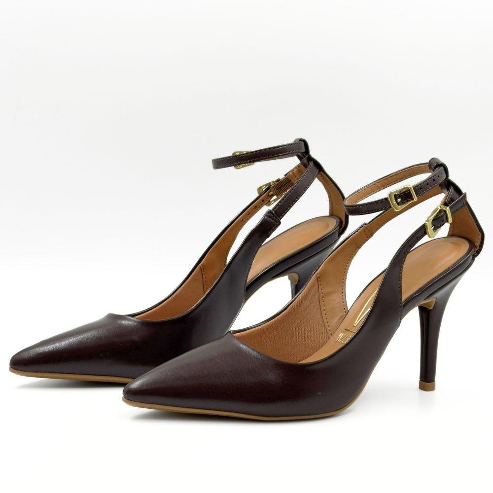 Sapato Vizzano Bico Fino Salto Alto Feminino Marrom 2