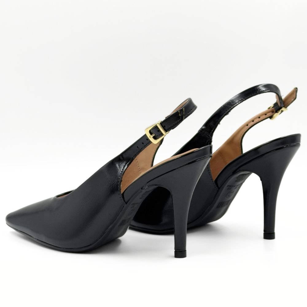 Sapato Vizzano Slingback Bico Fino Salto Alto Feminino Preto 3