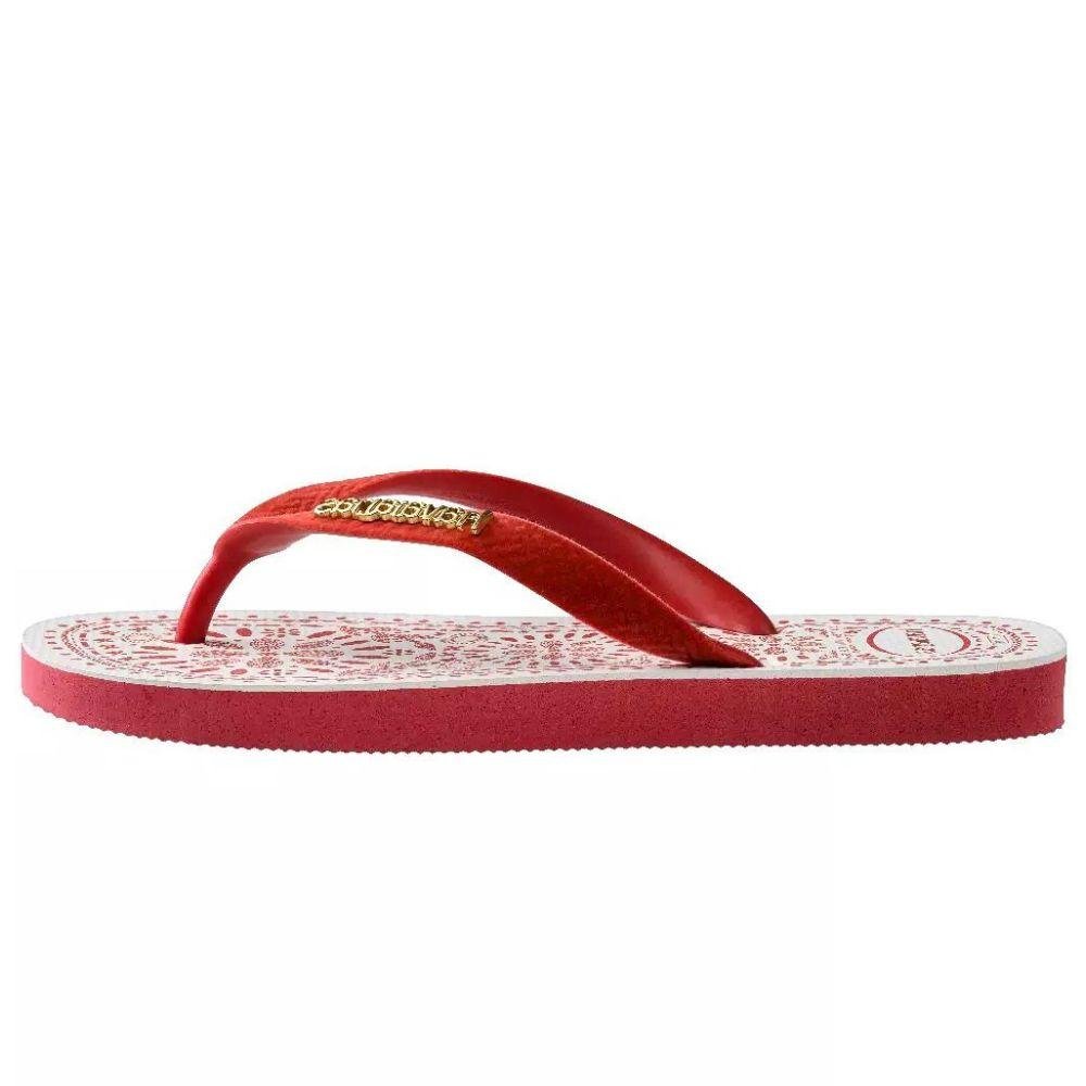 Chinelo Havaianas Tira Larga Top Bordado Flor Feminino Vermelho 3
