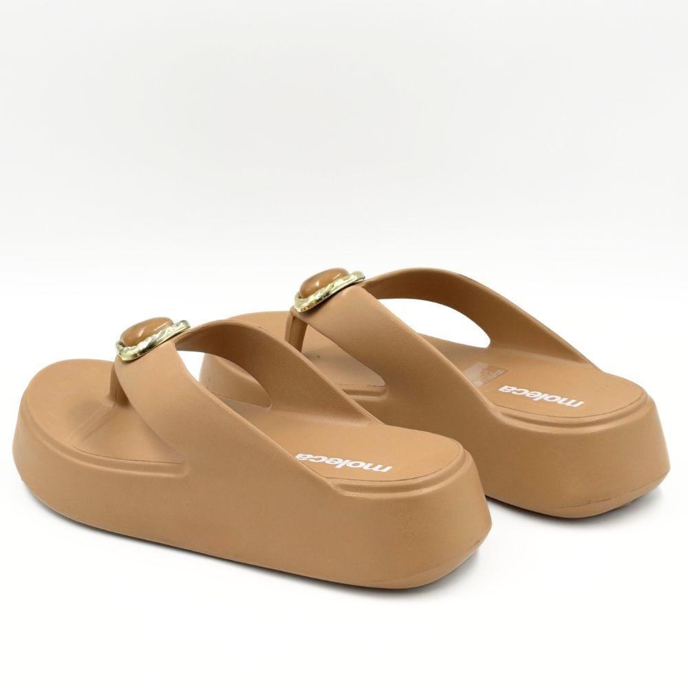 Tamanco Moleca Tira Larga Flatform com Aplicação Feminino Nude 3