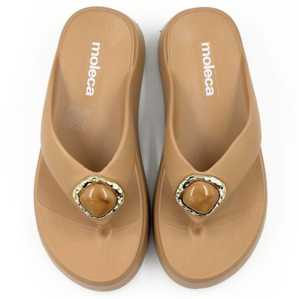 Tamanco Moleca Tira Larga Flatform com Aplicação Feminino Nude 4