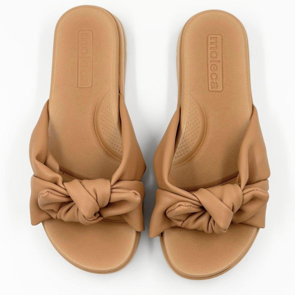 Tamanco Moleca Slide Rasteiro com Laço Feminino Nude 4