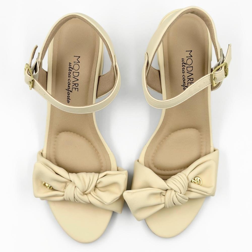 Sandália Modare Casual Salto Bloco Médio Feminina Creme 4