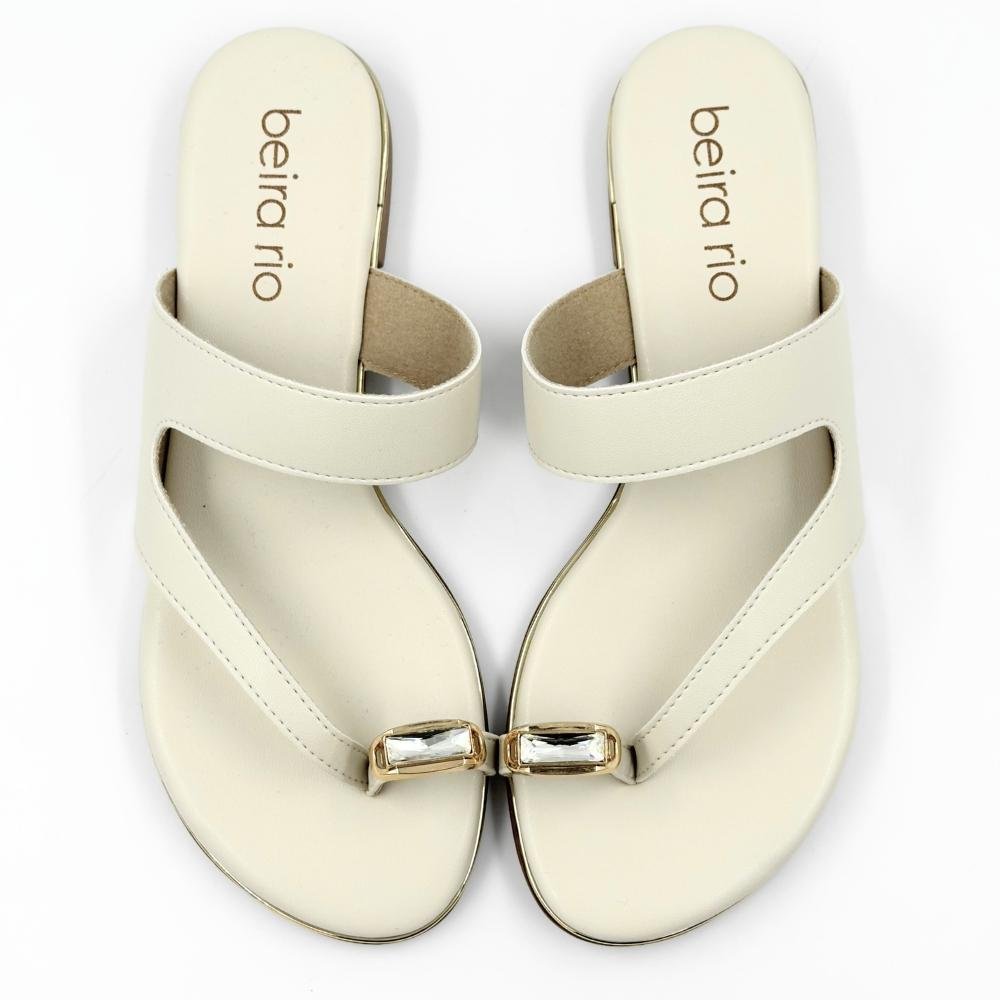 Tamanco Beira Rio Rasteiro Casual Feminino Off White 5