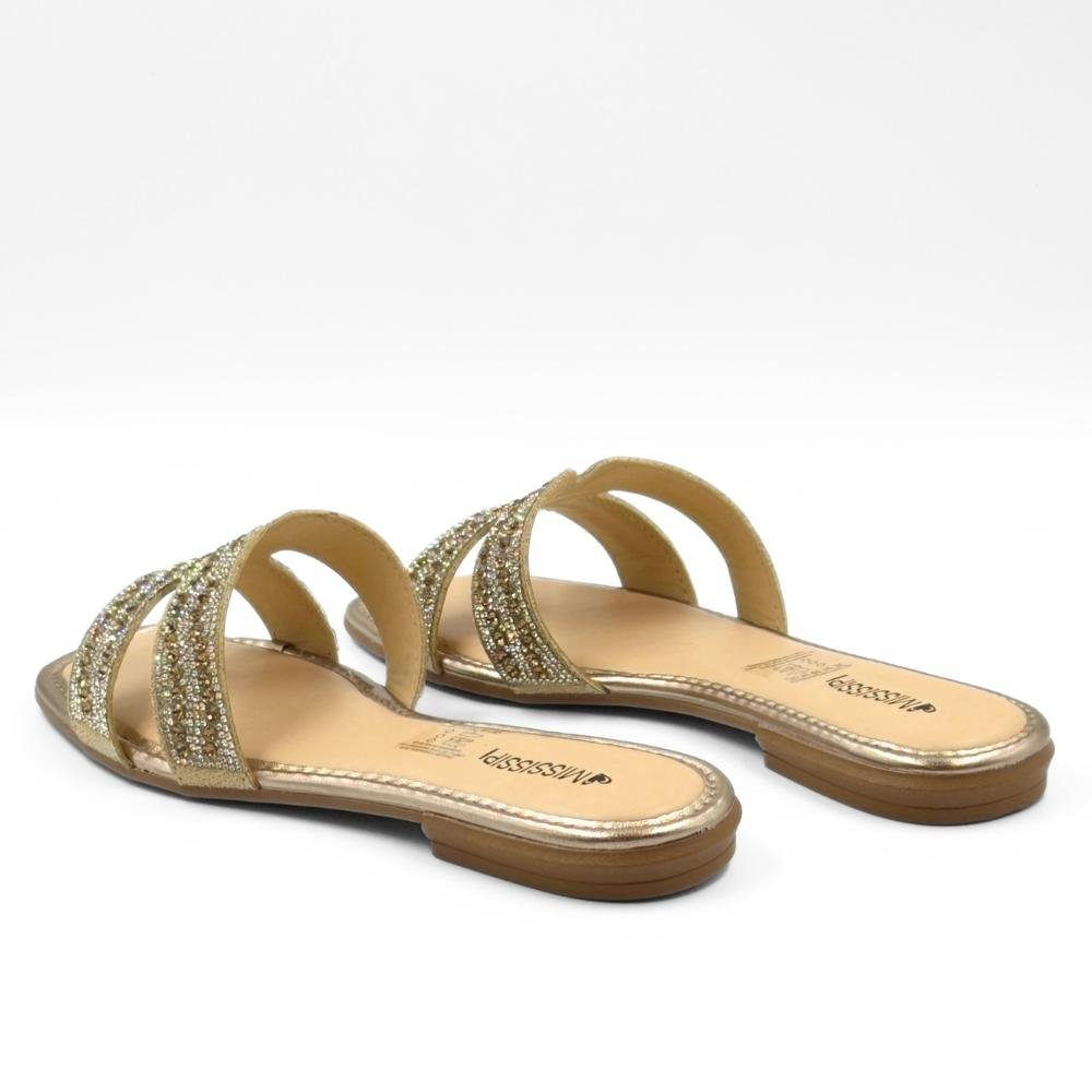 Tamanco Mississipi Slide Rasteira com Aplicações Feminino Mel 3