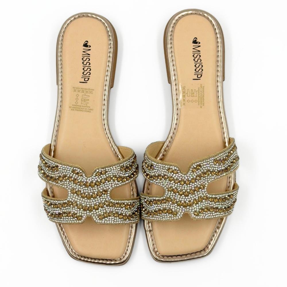 Tamanco Mississipi Slide Rasteira com Aplicações Feminino Mel 4