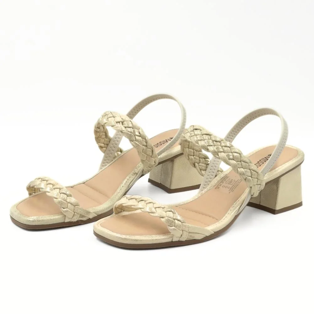 Sandália Mississipi Casual com Glitter Salto Bloco Médio Feminina Gelo 2