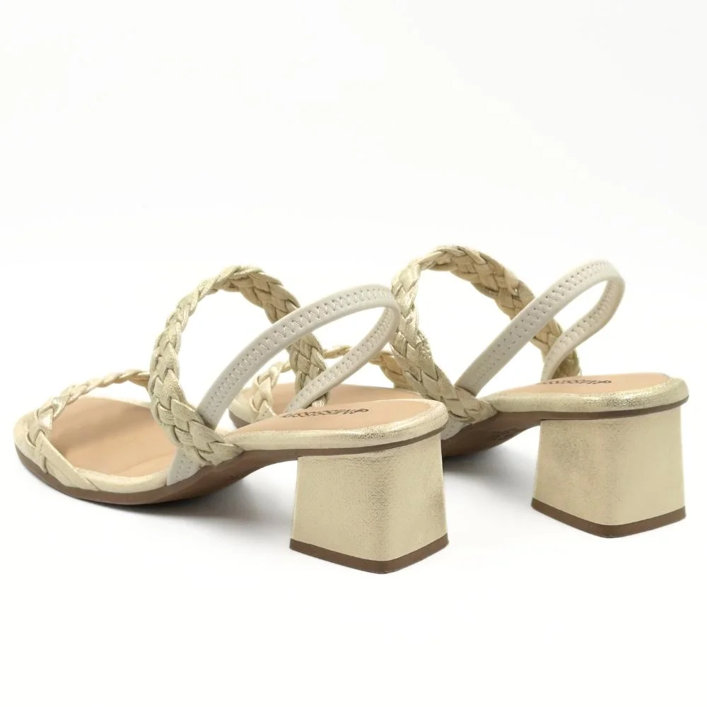 Sandália Mississipi Casual com Glitter Salto Bloco Médio Feminina Gelo 3