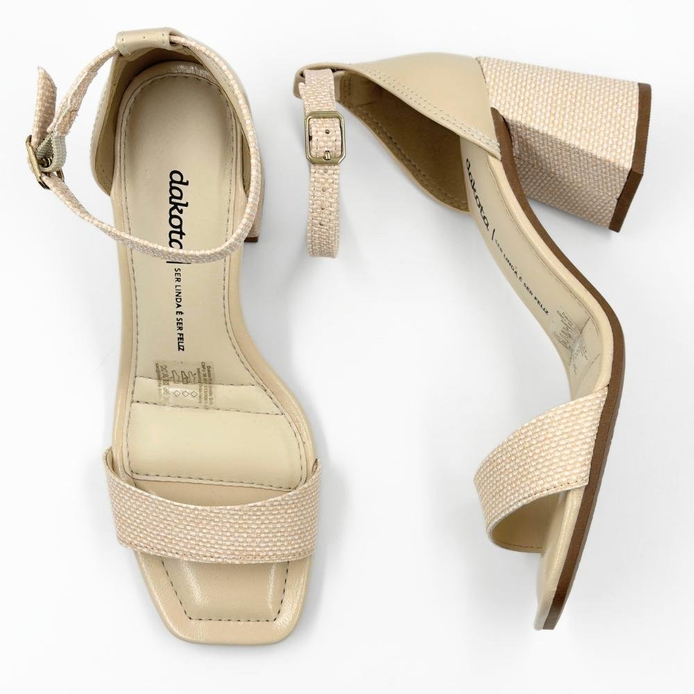 Sandália Dakota Casual Texturizada Salto Bloco Feminina Bege 4