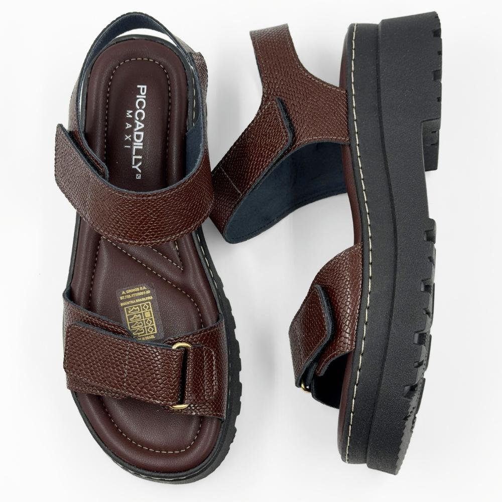 Sandália Piccadilly Flatform Tratorada Feminina Cacau/Preto 4