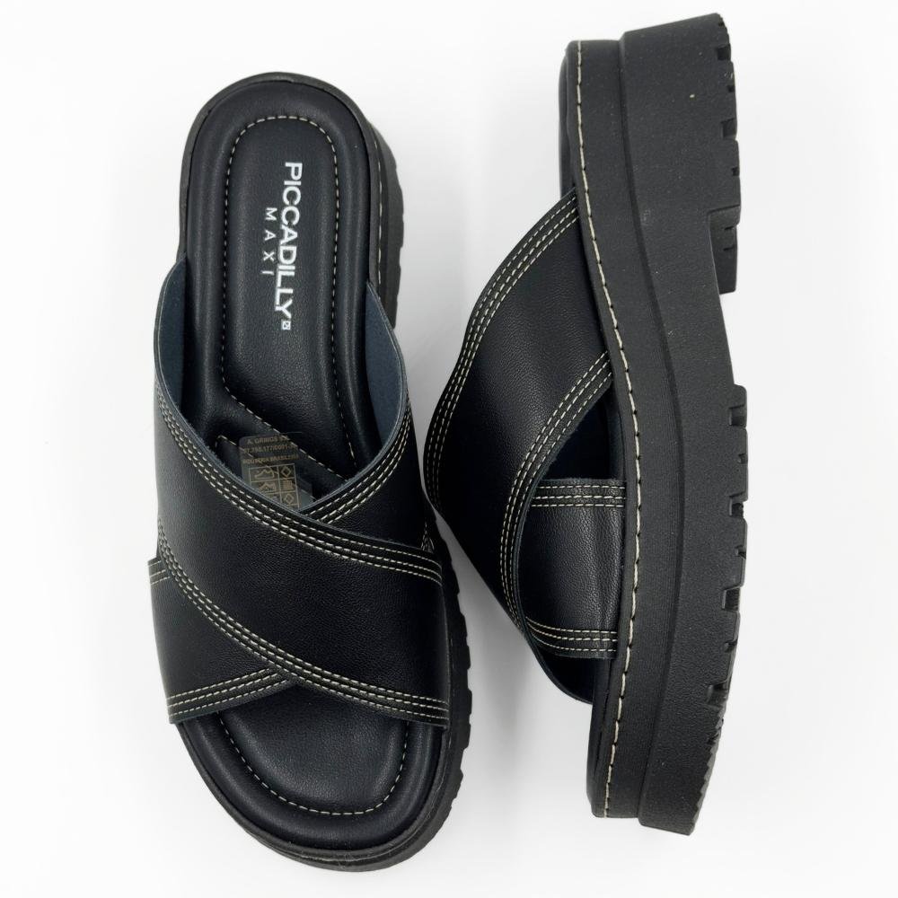 Tamanco Piccadilly Slide Flatform Tratorado Feminino Preto 4