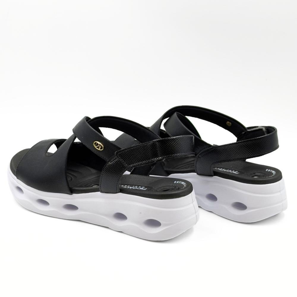 Sandália Piccadilly Casual Flatform Feminina Preto/Branco 3