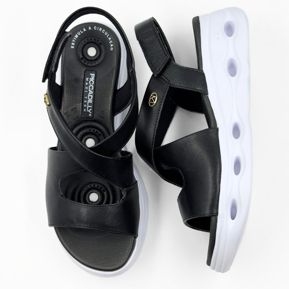 Sandália Piccadilly Casual Flatform Feminina Preto/Branco 4